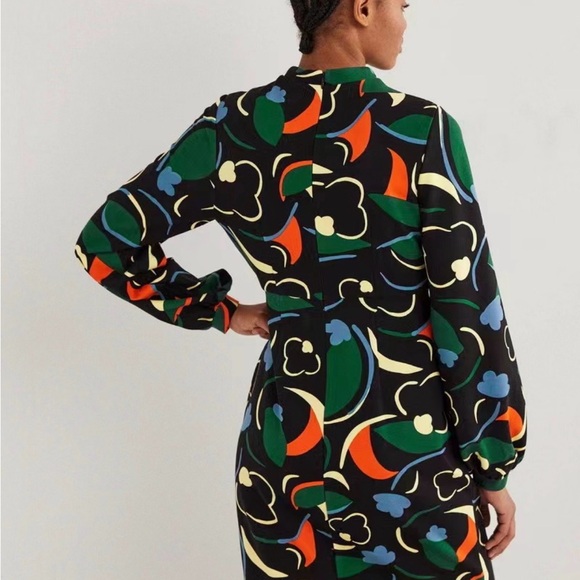 Boden Naomi Mod Print Jersey Dress Black Multi Size 4 - Picture 2 of 7